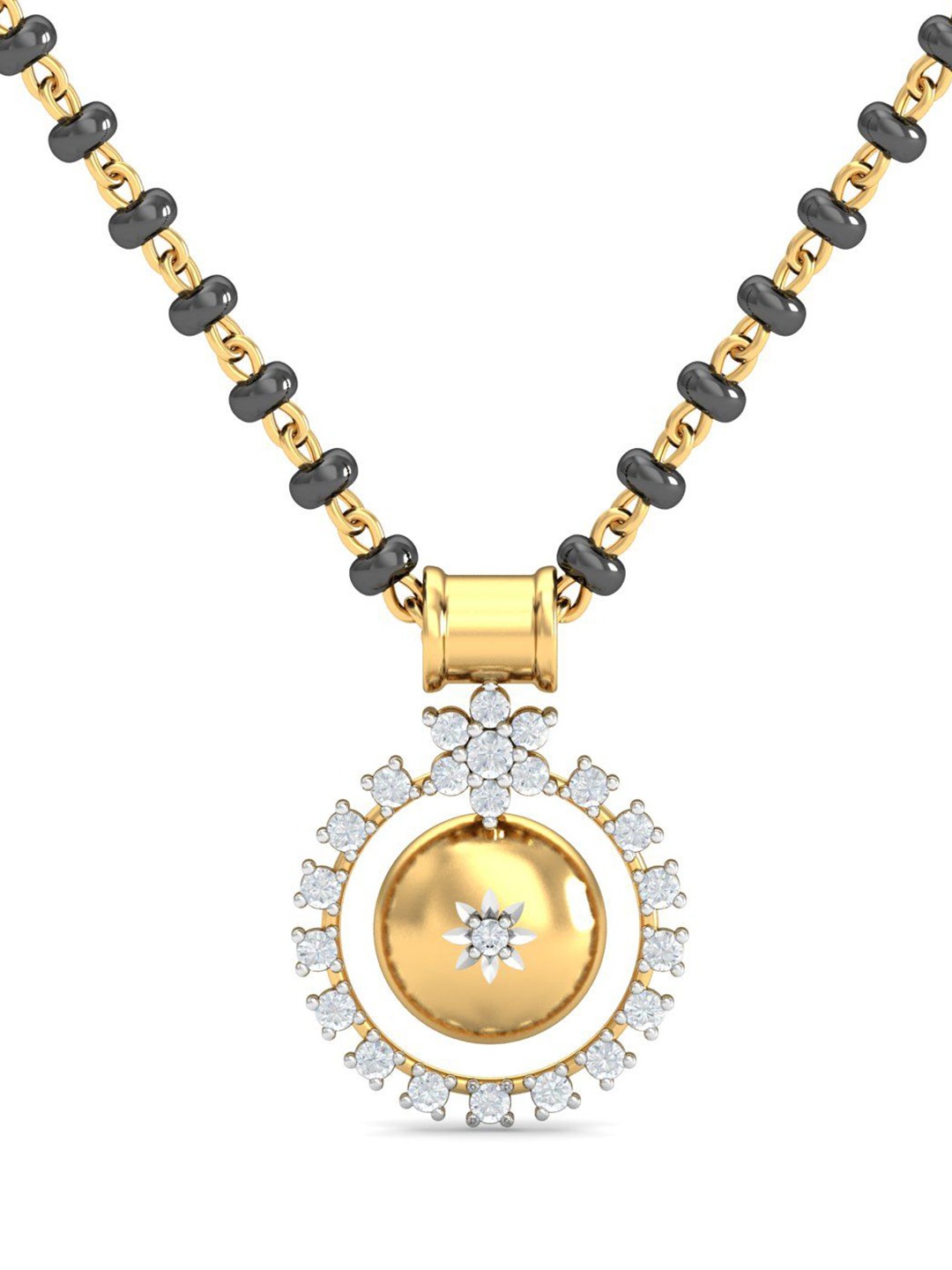 

KUBERBOX Chakrika Bottu 18KT Gold Diamond Studded Mangalsutra Pendant-2.2gm