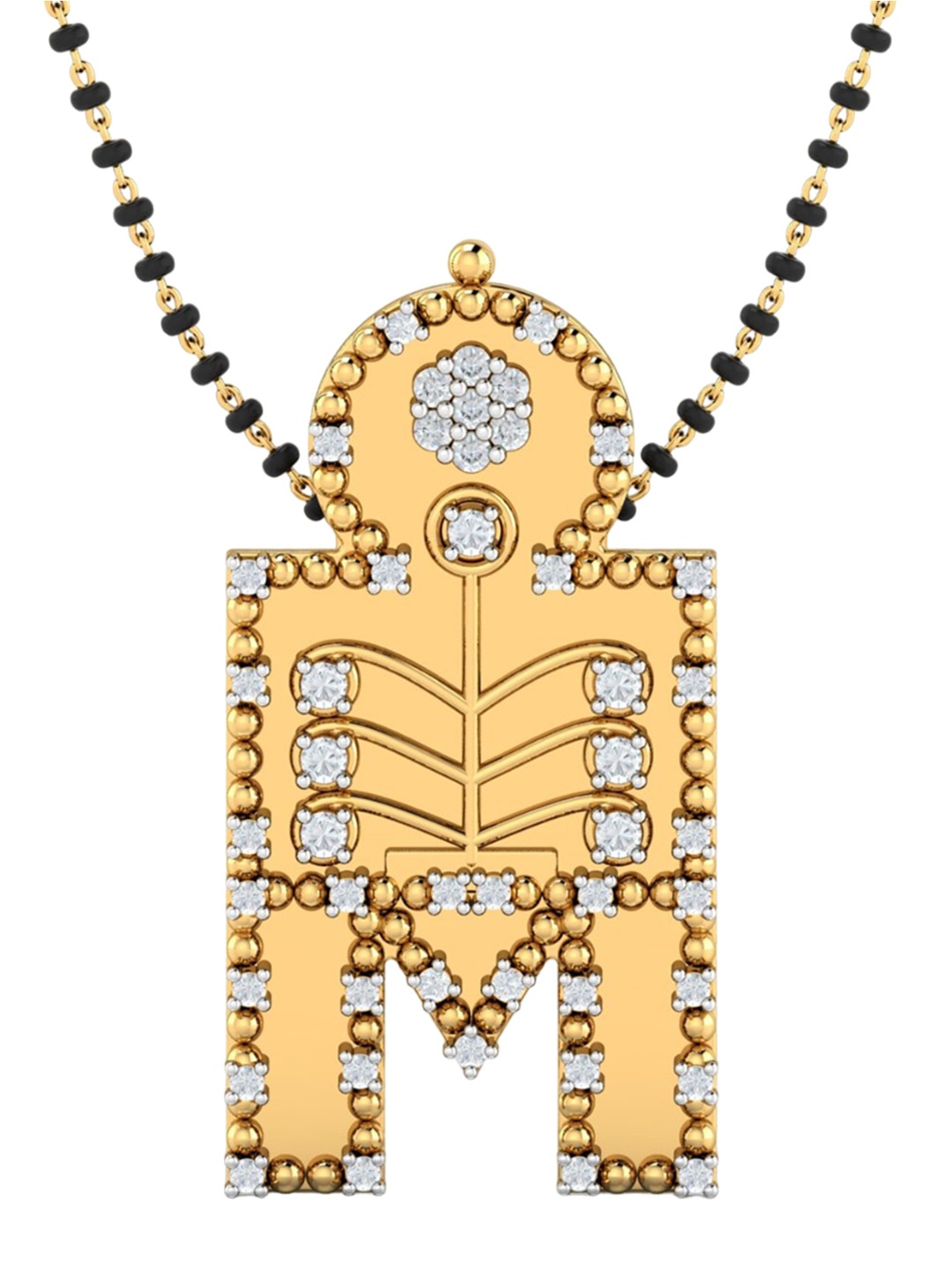 

KUBERBOX Thennai Maram 18KT Gold Diamond-Studded Mangalsutra Pendant-3.15gm