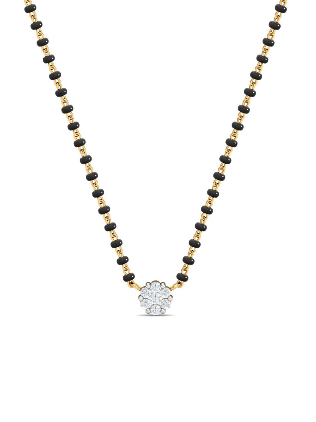 

KUBERBOX Solitaire 18KT Gold Diamond Studded Mangalsutra Pendant-0.72gm