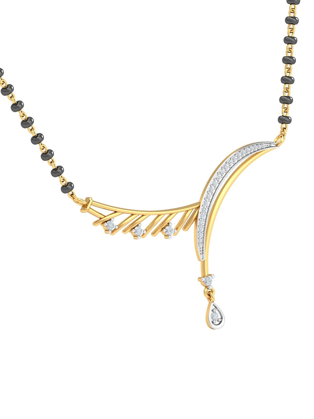

KUBERBOX Arch 18KT Gold Diamond-Studded Mangalsutra Pendant-2.61gm