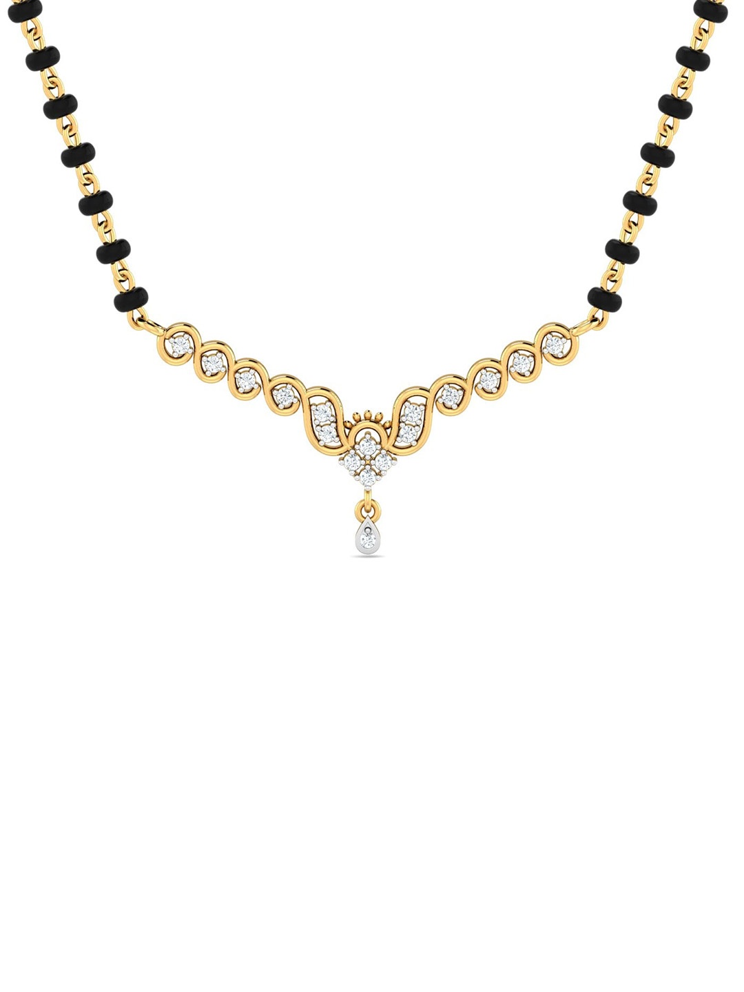 

KUBERBOX Tapasya 18KT Gold Diamond-Studded Mangalsutra Pendant-1.62gm