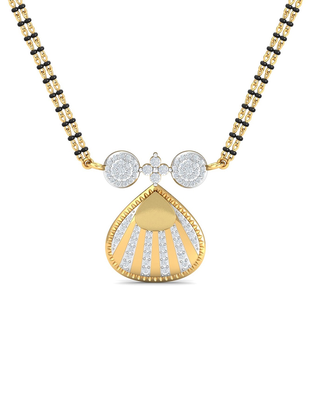 

KUBERBOX Deva Maharashtrian 18KT Gold Diamond-Studded Mangalsutra Pendant-2.77gm