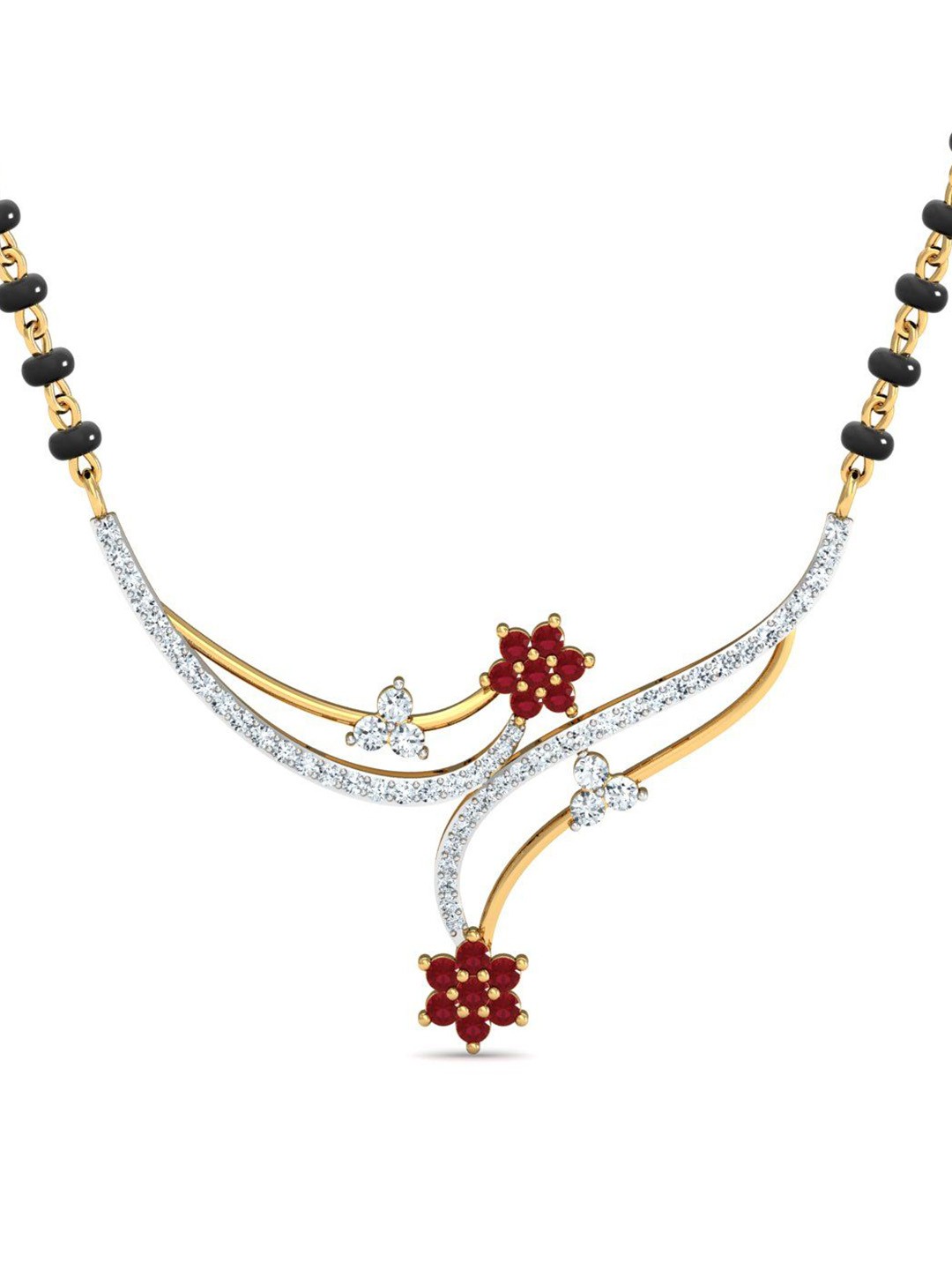 

KUBERBOX Bakhani 18KT Gold Ruby Mangalsutra Pendant-1.76gm