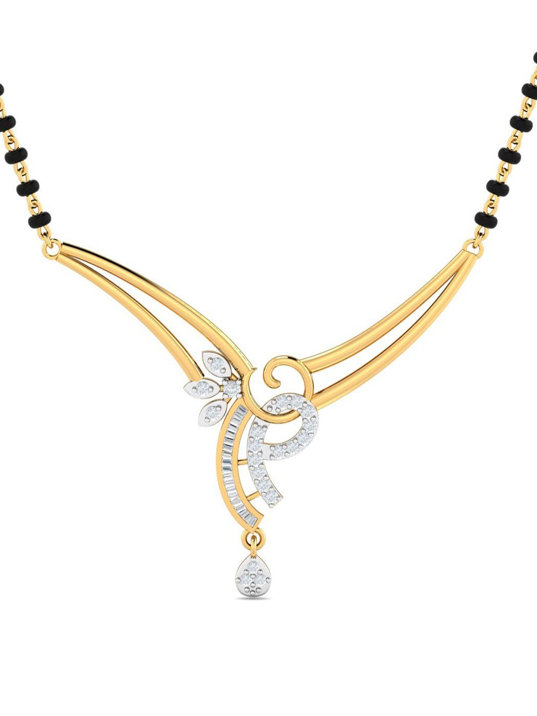 

KUBERBOX Aainaah 18KT Gold Diamond Studded Mangalsutra Pendant- 3.21 gm
