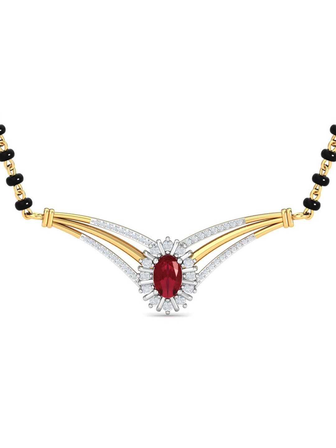 

KUBERBOX Kanthe 18KT Gold Ruby Mangalsutra Pendant-2.8gm