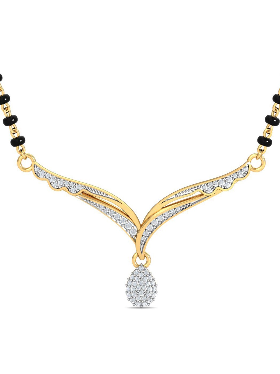 

KUBERBOX Abhyaasa 18KT Gold Diamond Studded Mangalsutra Pendant- 1.94 gm