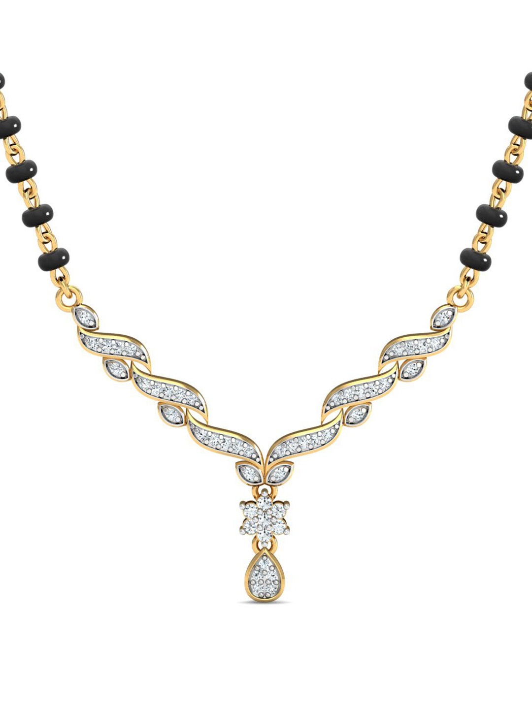 

KUBERBOX Diwakar 18KT Gold Diamond Studded Mangalsutra Pendant 1.2 gm