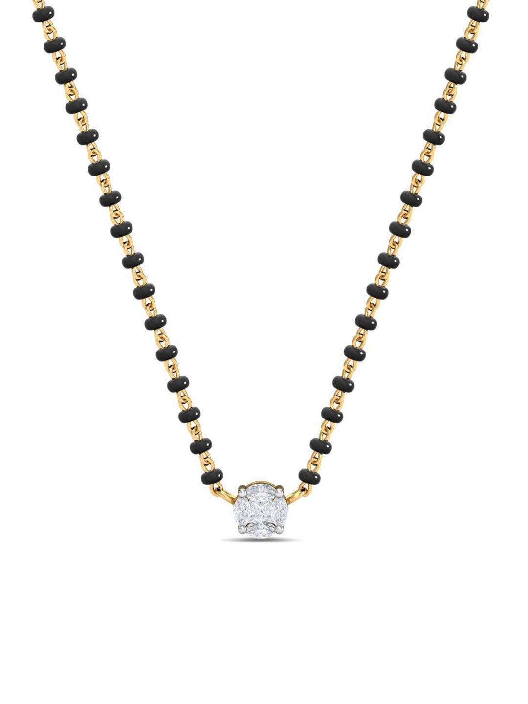

KUBERBOX 18KT Gold Diamond Studded Dee Solitaire Mangalsutra Pendant 0.72gm