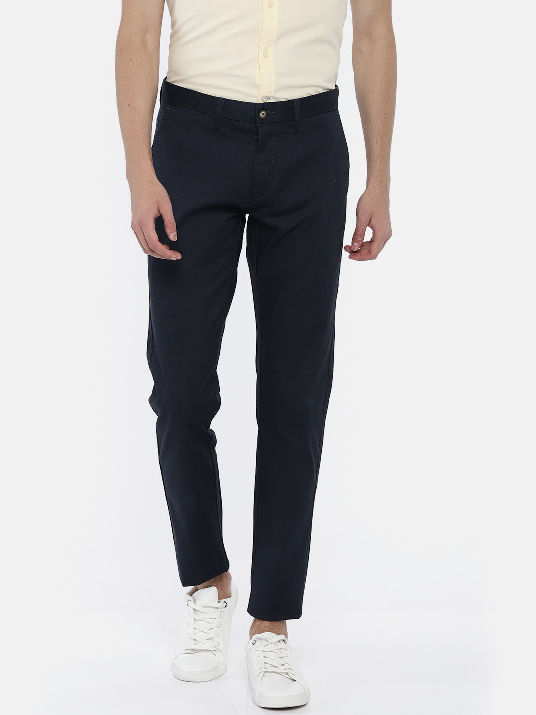 

U.S. Polo Assn. Men Navy Blue Slim Fit Printed Chinos