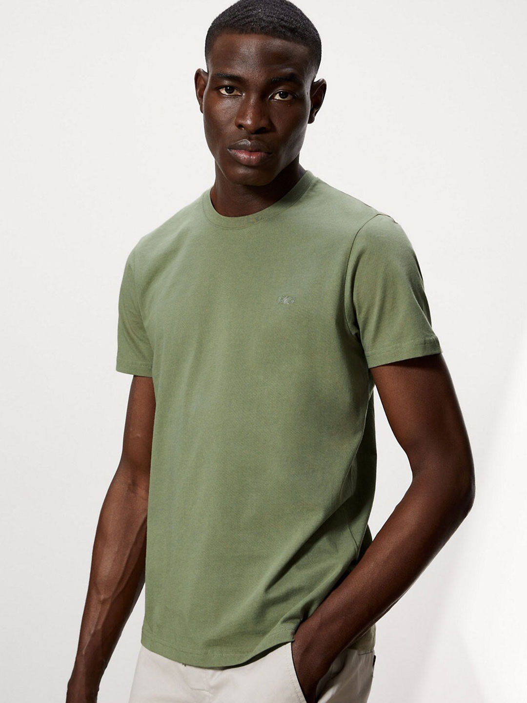 

Marks & Spencer Round Neck Pure Cotton T-shirt, Olive