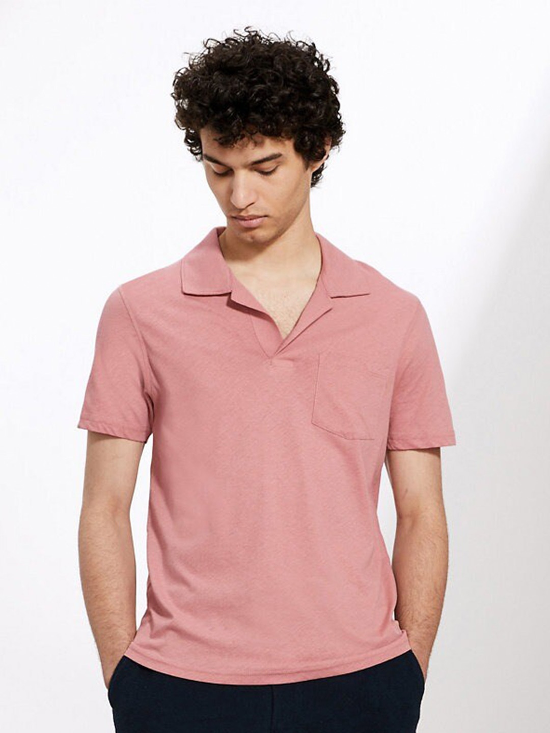 

Marks & Spencer V Neck Regular Fit Casual T-Shirt, Pink