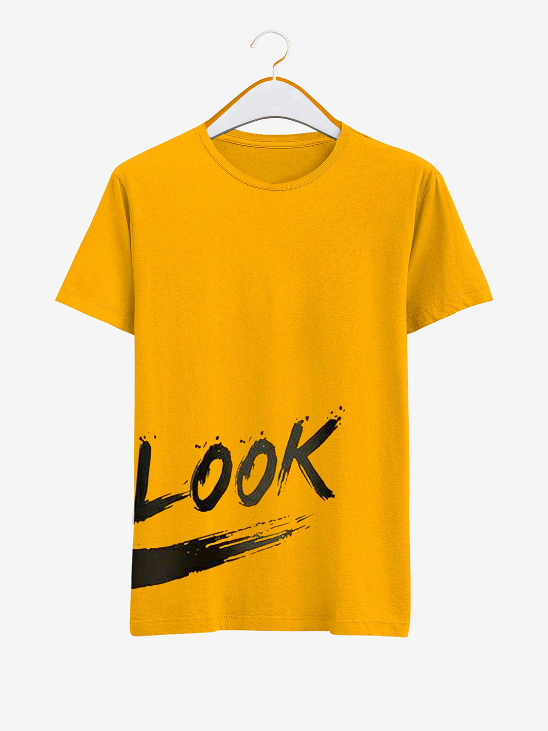 

Try This Men Typography Printed Cotton T-shirt, Yellow