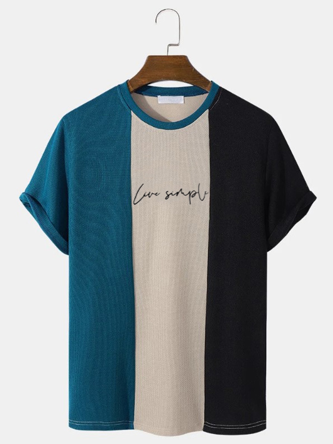 

Try This Colourblocked Cotton T-shirt, Blue