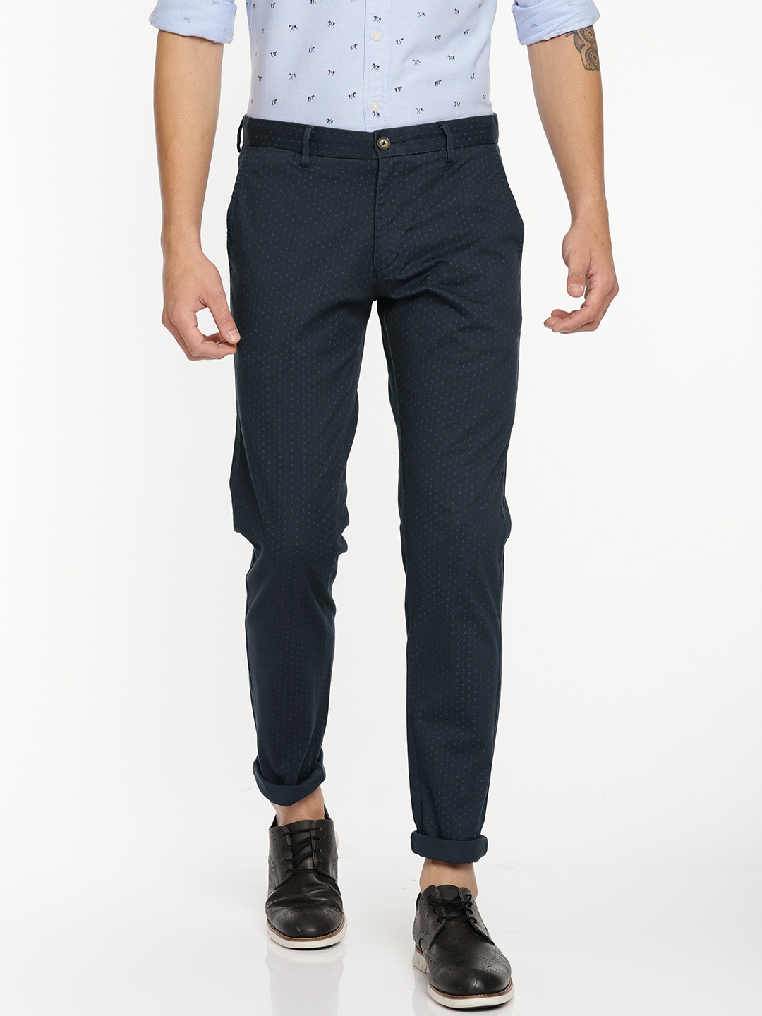 

U.S. Polo Assn. Men Navy Blue Regular Fit Printed Chinos
