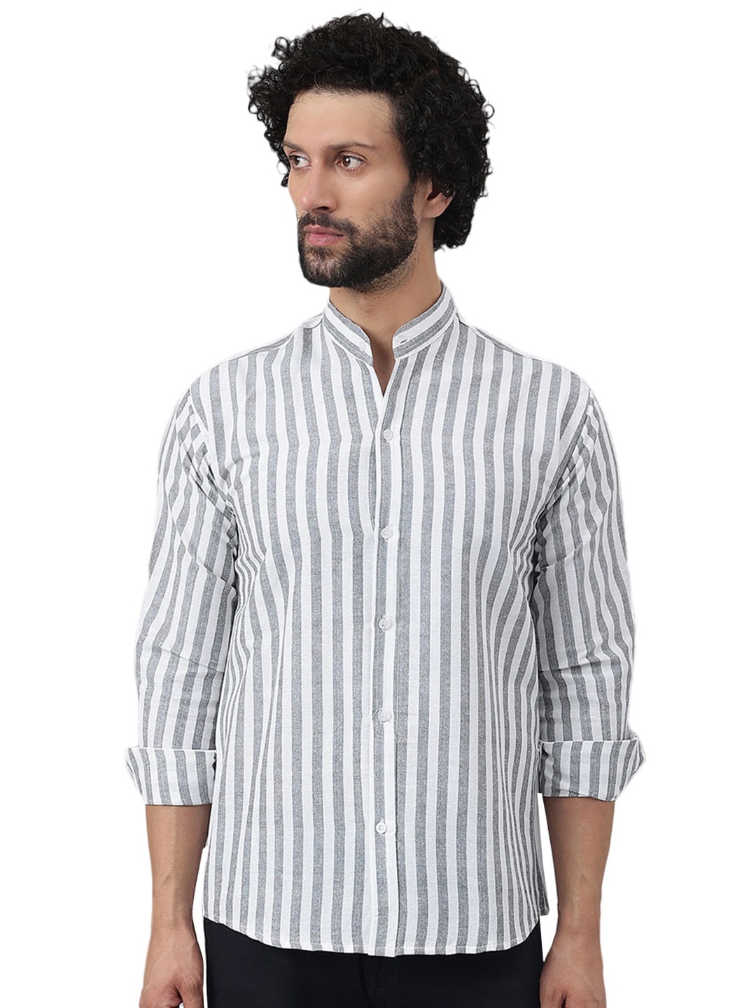 

RIAG Vertical Striped Cotton Casual Shirt, Grey