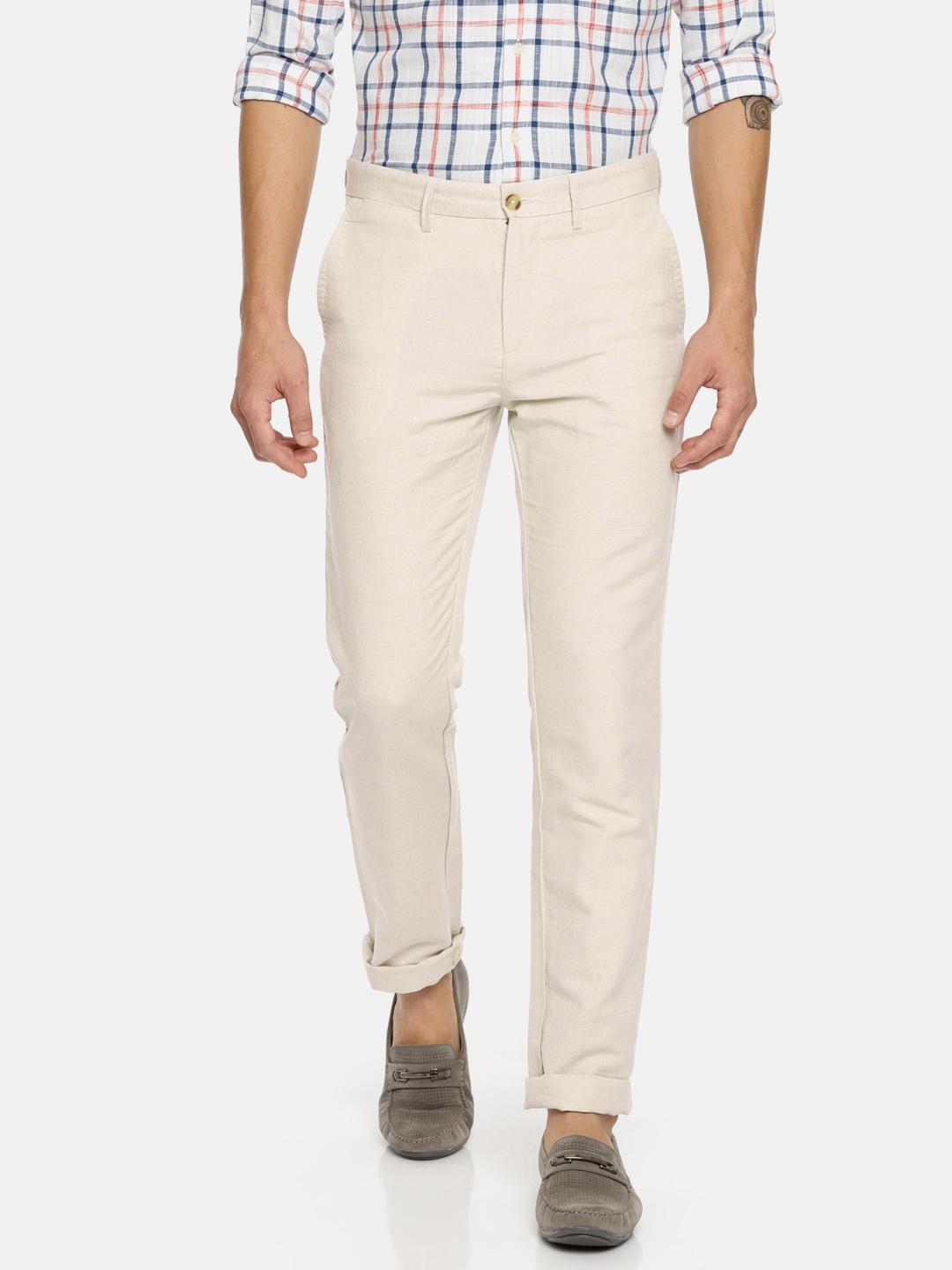 

U.S. Polo Assn. Men Off-White Slim Fit Solid Chinos