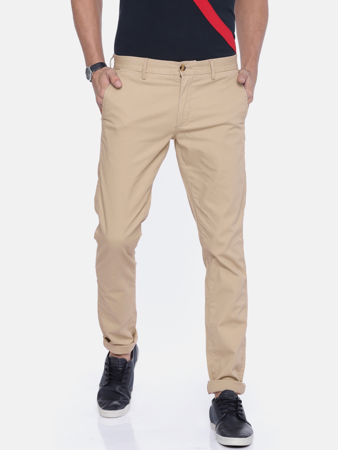 

U.S. Polo Assn. Men Khaki Regular Fit Solid Regular Trousers