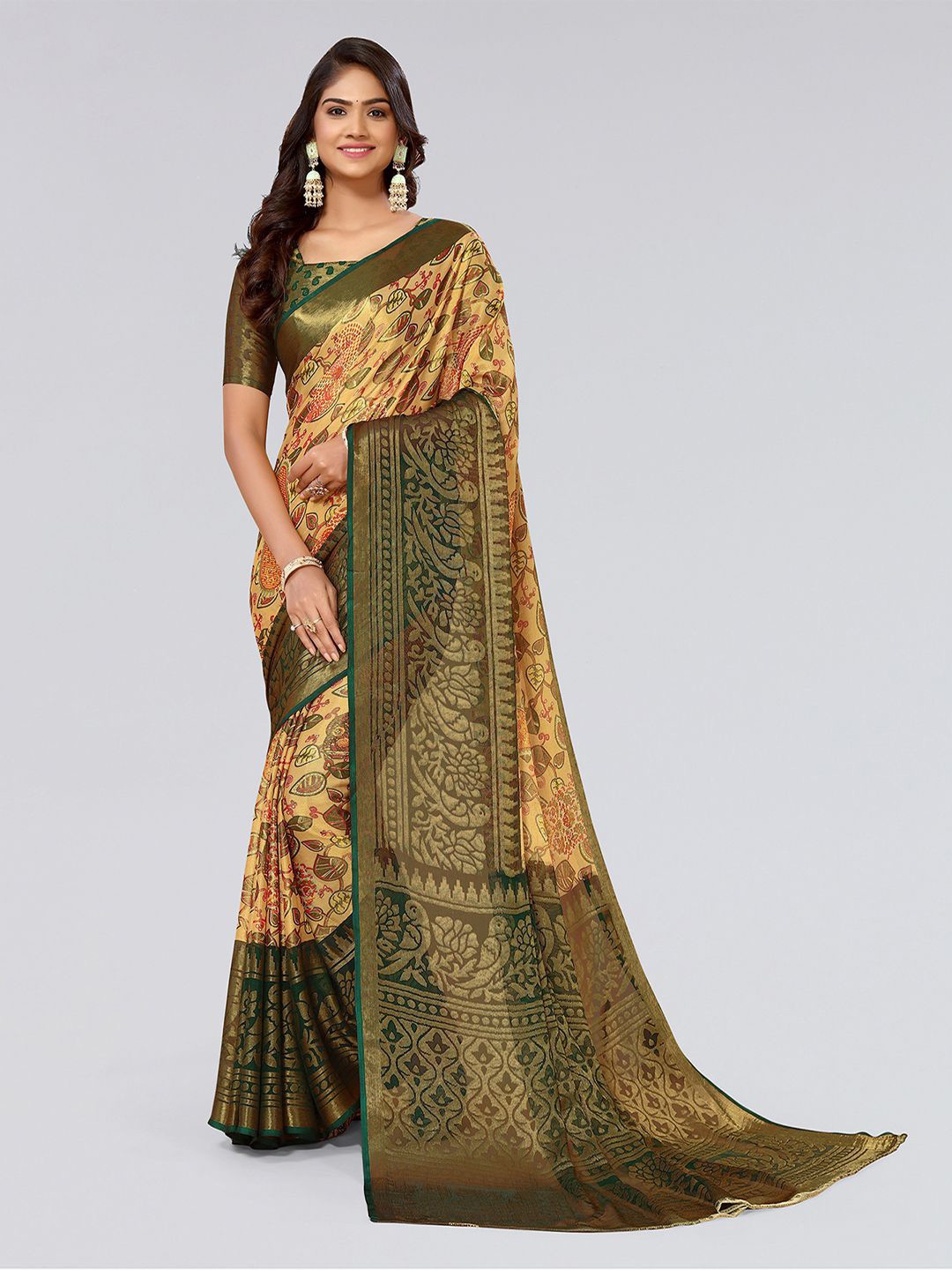 

KALINI Ethnic Motifs Printed Saree, Beige