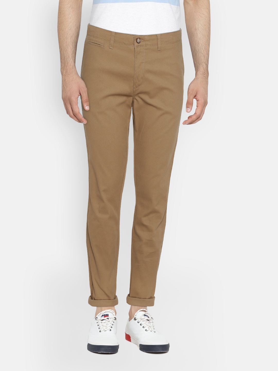 

U.S. Polo Assn. Men Khaki Denver Slim Fit Solid Regular Trousers