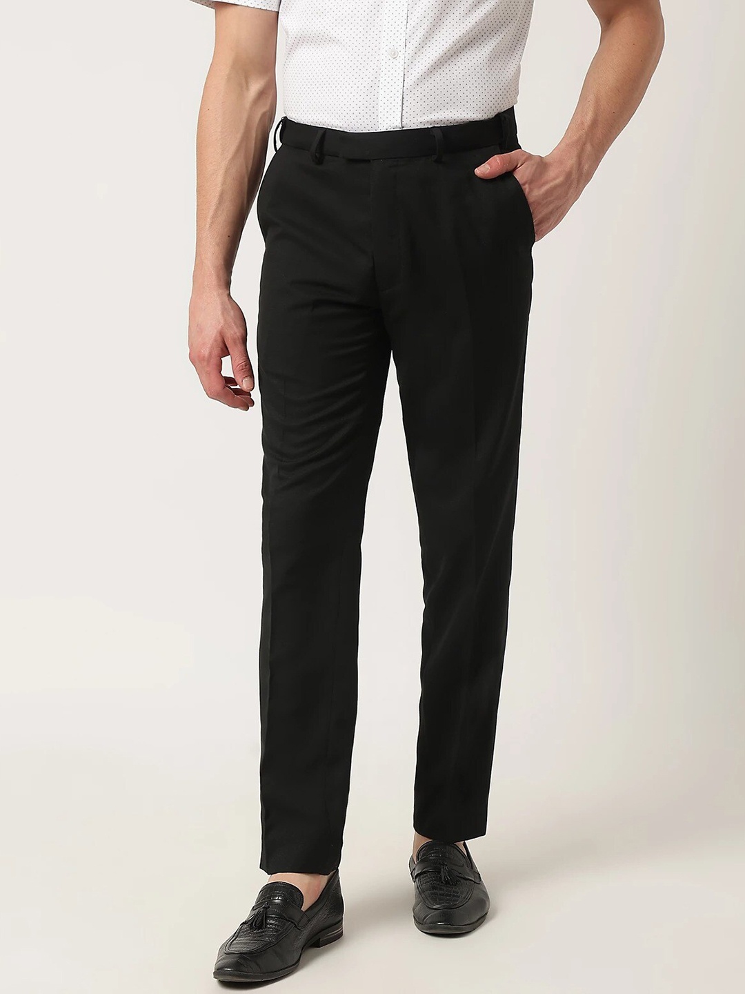 

Marks & Spencer Men Mid-Rise Formal Trousers, Black