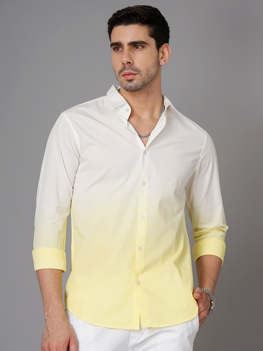 

British Club Men Yellow Smart Slim Fit Opaque Casual Shirt