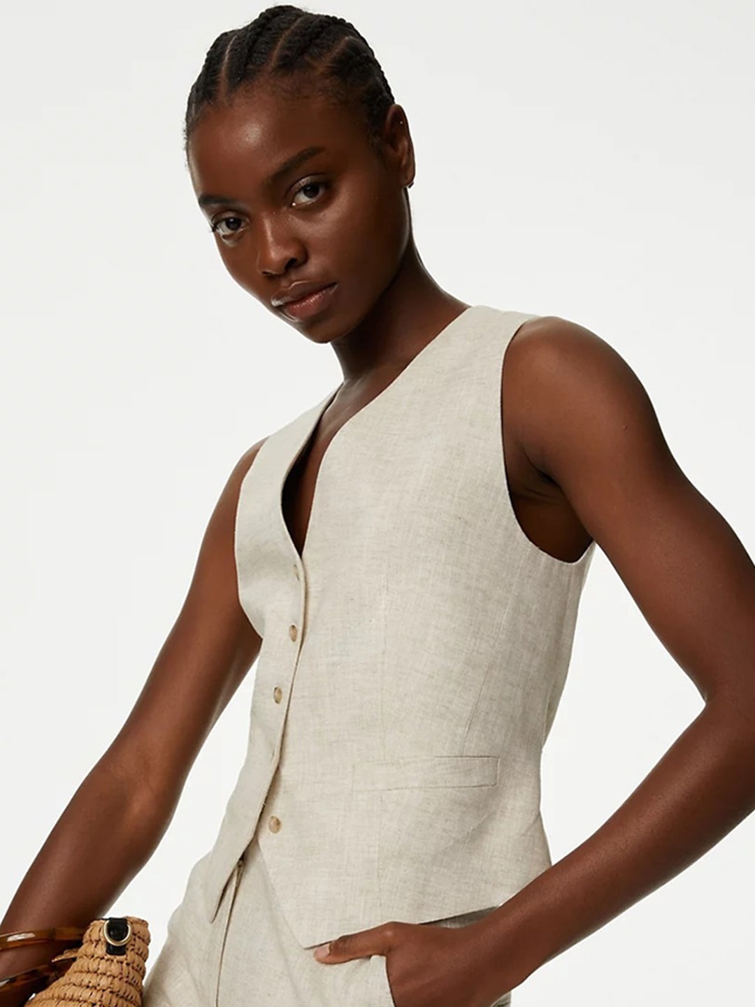 

Marks & Spencer V-Neck Waistcoat, Beige