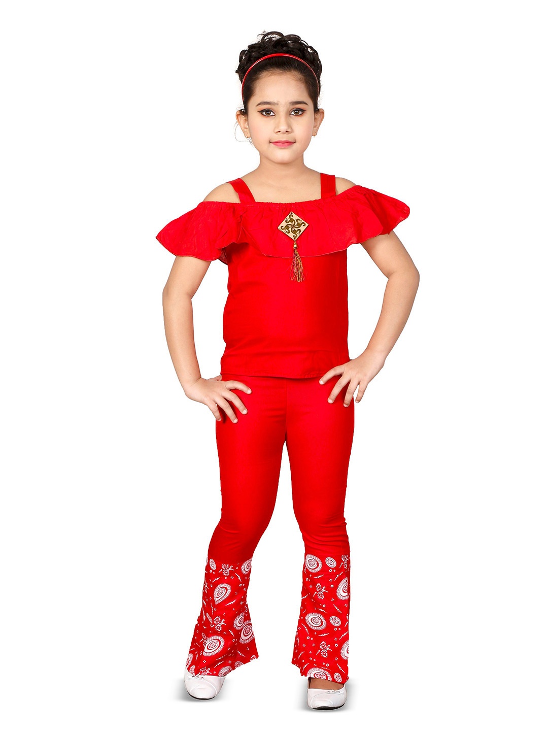 

BAESD Girls Ruffled Top with Palazzos, Red