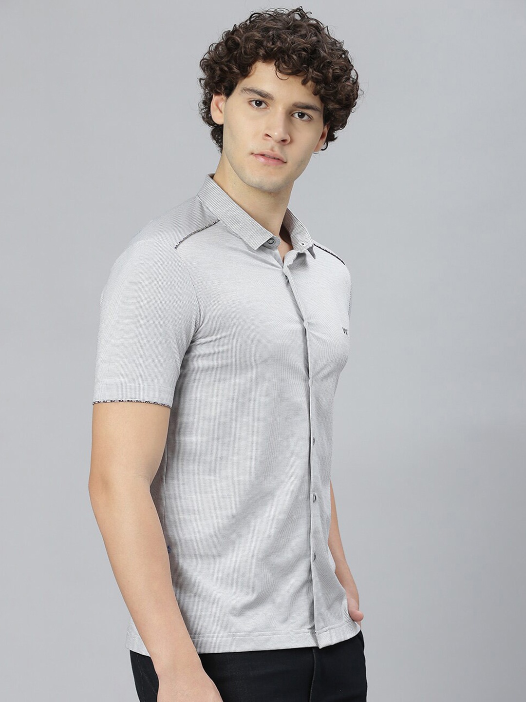 

Slowave Comfort Cuban Collar Casual Shirt, Silver