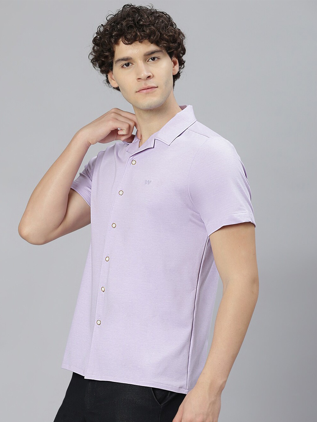 

Slowave Comfort Spread Collar Casual Shirt, Purple