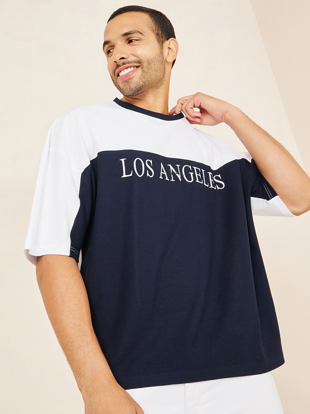 

Styli Colourblocked Extended Sleeves Boxy T-shirt, White