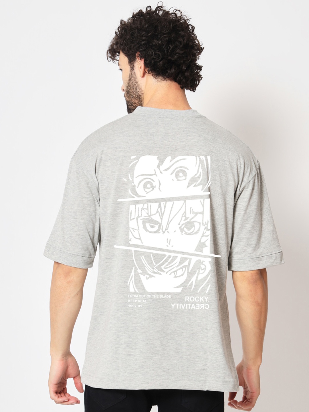 

Imsa Moda Comic Printed Oversized Cotton T-shirt, Grey