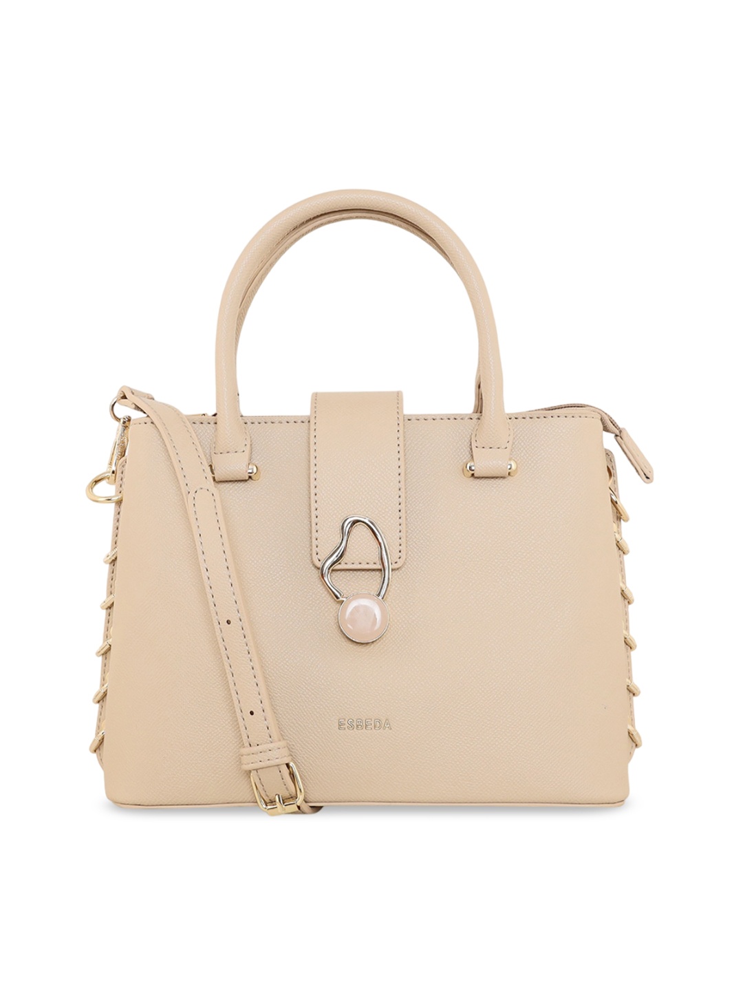 

ESBEDA Textured Structured Handheld Bag, Beige