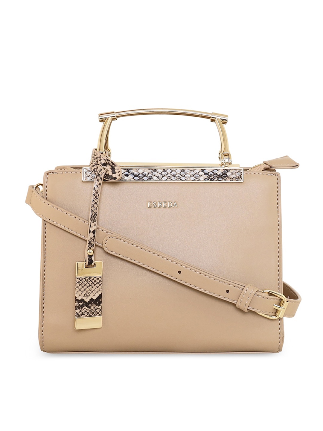 

ESBEDA Textured Structured Handheld Bag, Beige