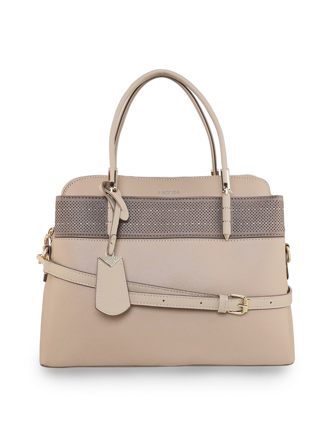 

ESBEDA Textured Structured Handheld Bag, Beige