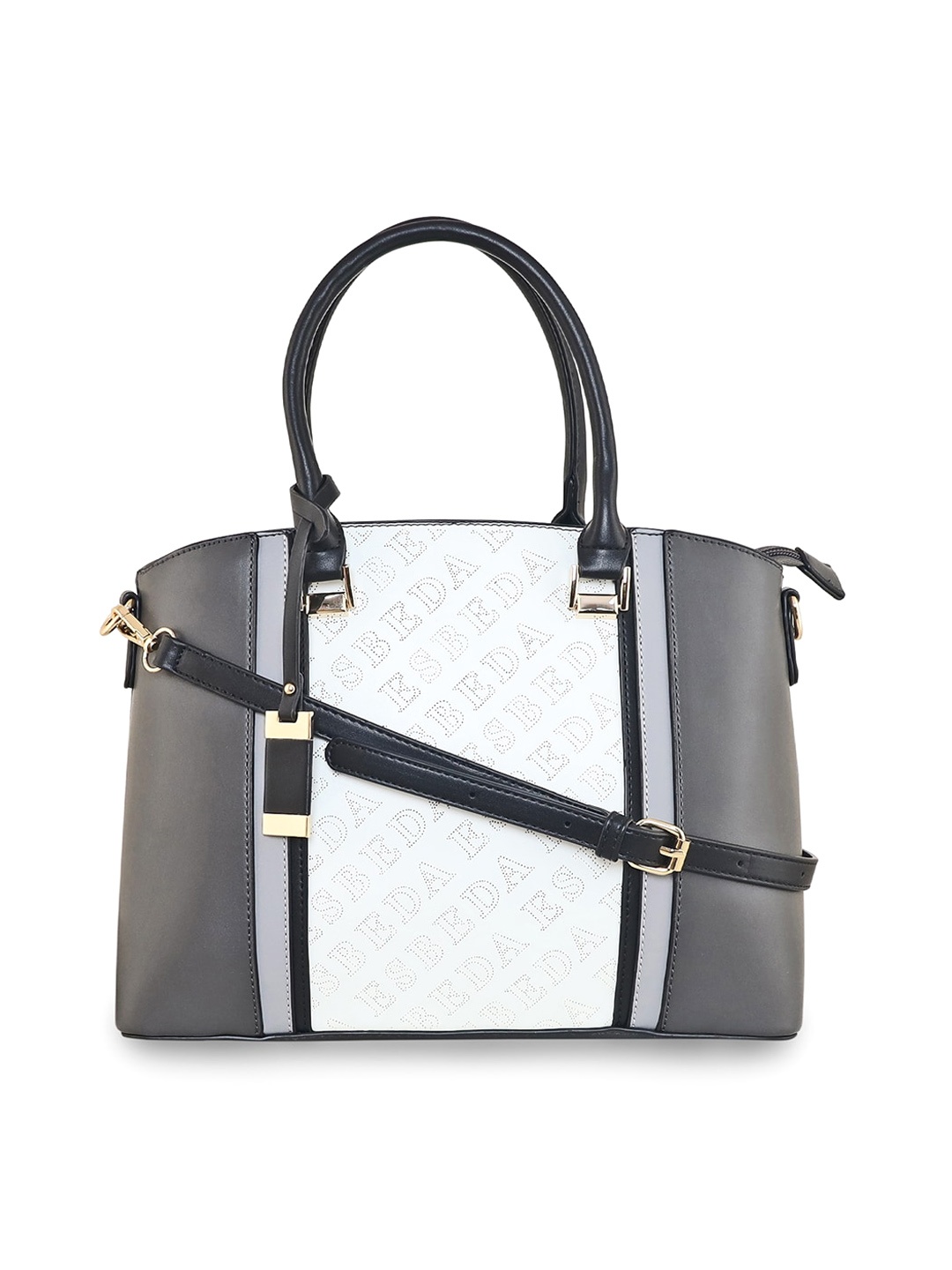 

ESBEDA Colourblocked Quilted Structured Handheld Bag, Grey