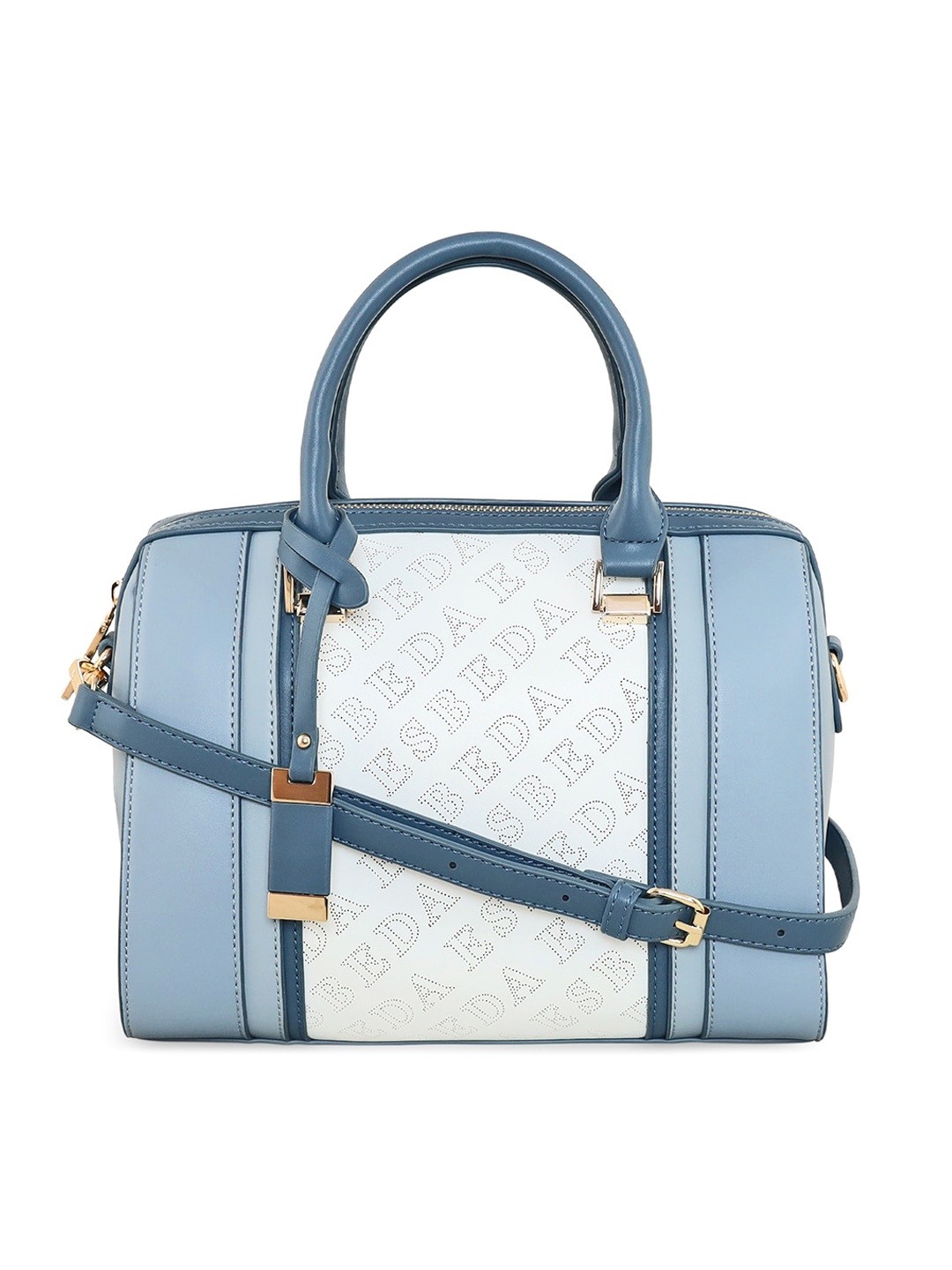 

ESBEDA Typography Printed Structured Handheld Bag, Blue