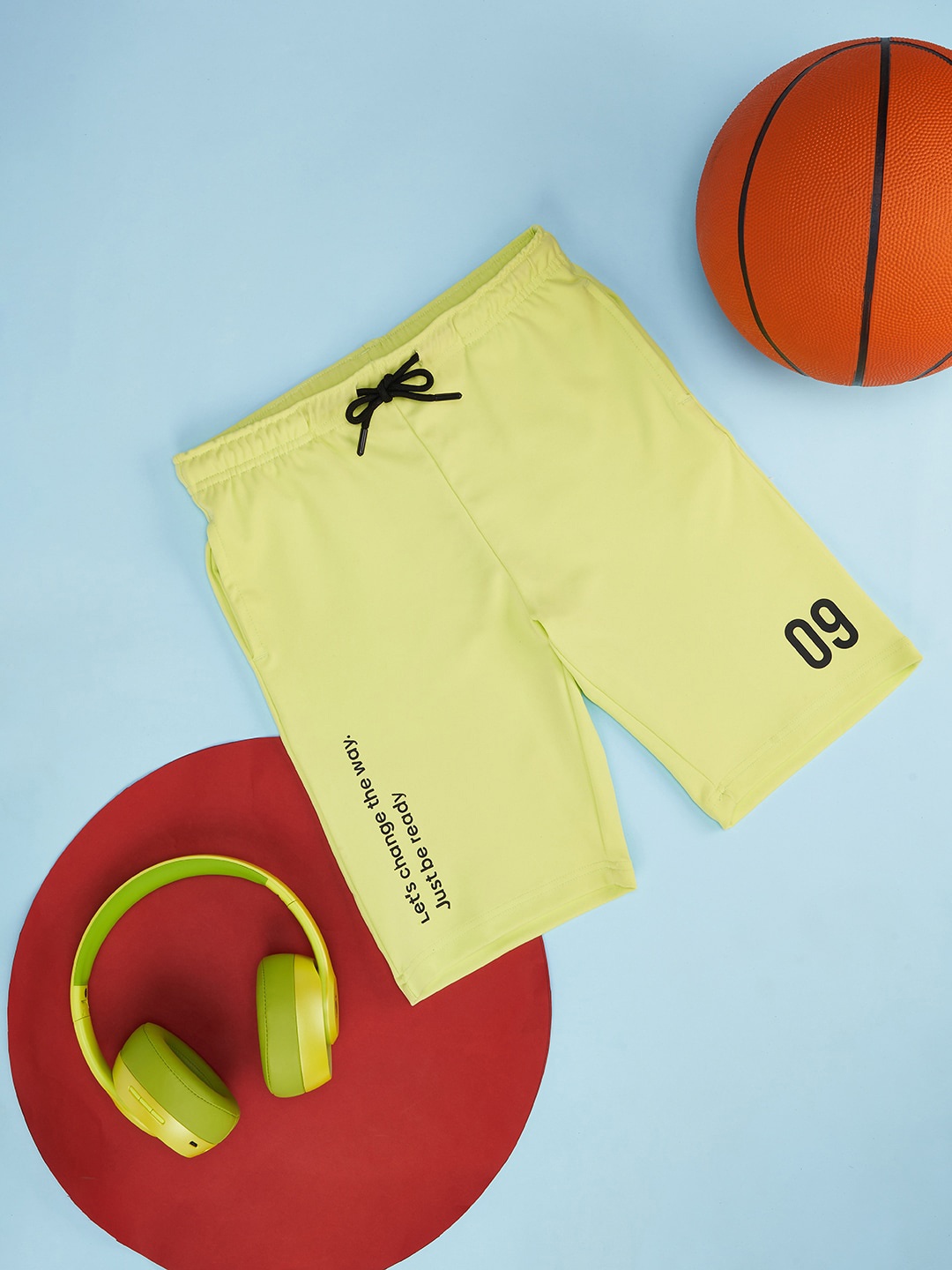 Pantaloons Junior Boys Mid-Rise Slip-On Shorts, Lime green