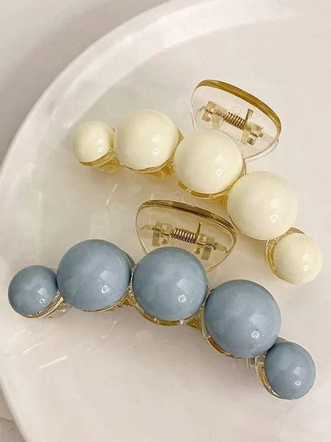

ANNA CREATIONS Set of 2 Beaded Claw Clips, Blue