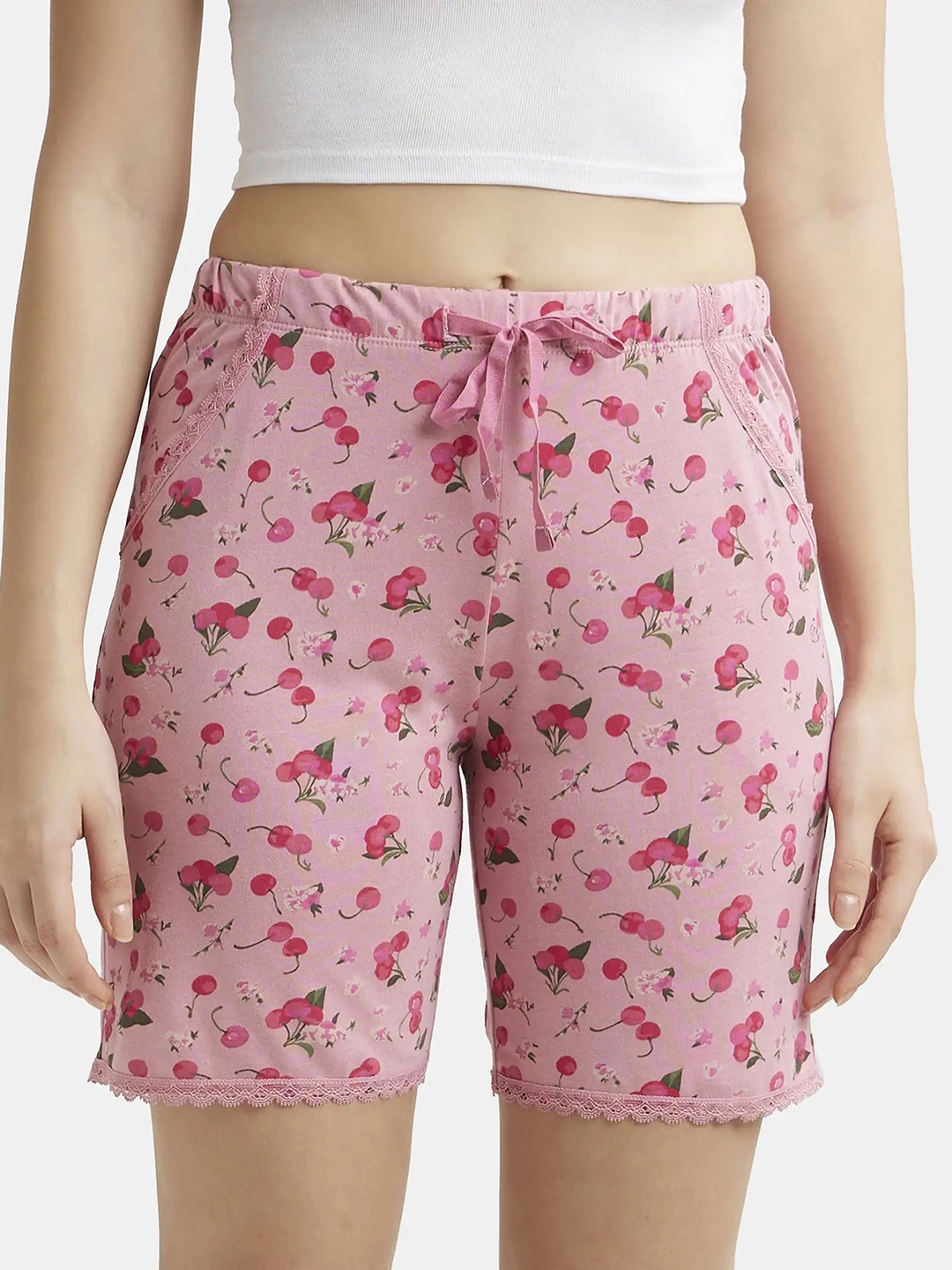 

Jockey Micro Modal Cotton Relaxed Fit Printed Shorts-RX10, Pink