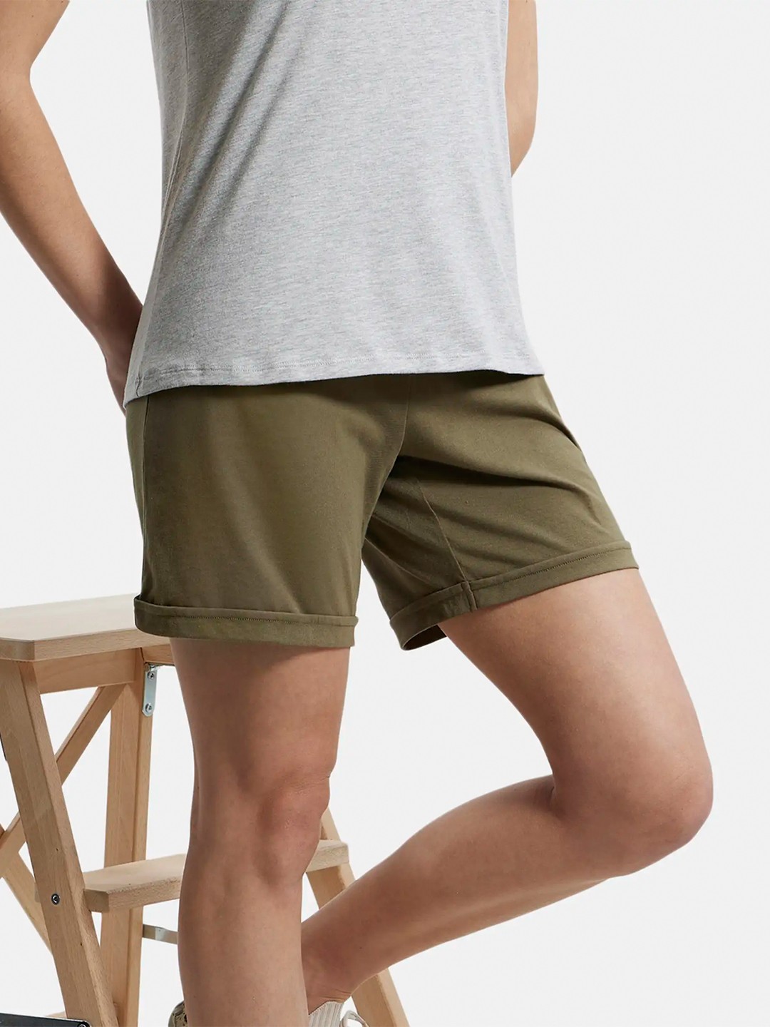 

Jockey Cotton Rich Regular Fit Shorts with Side Pockets, Olive