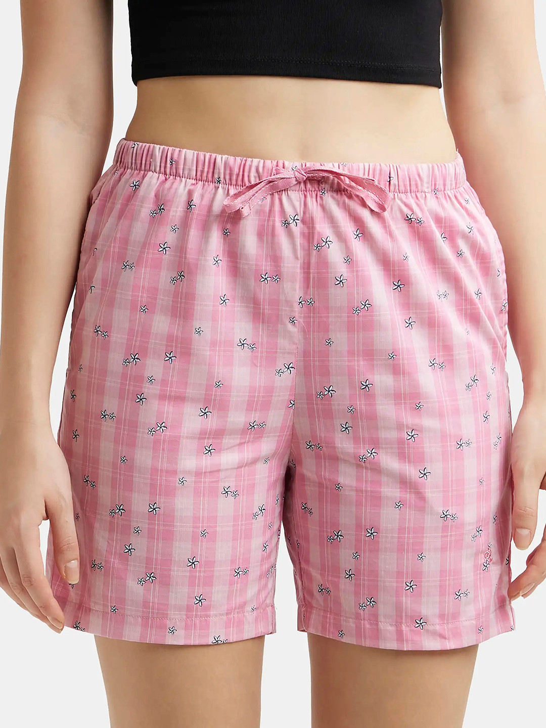 

Jockey Super Combed Cotton Yarn Dyed Woven Relaxed Fit Striped Shorts-RX15, Pink
