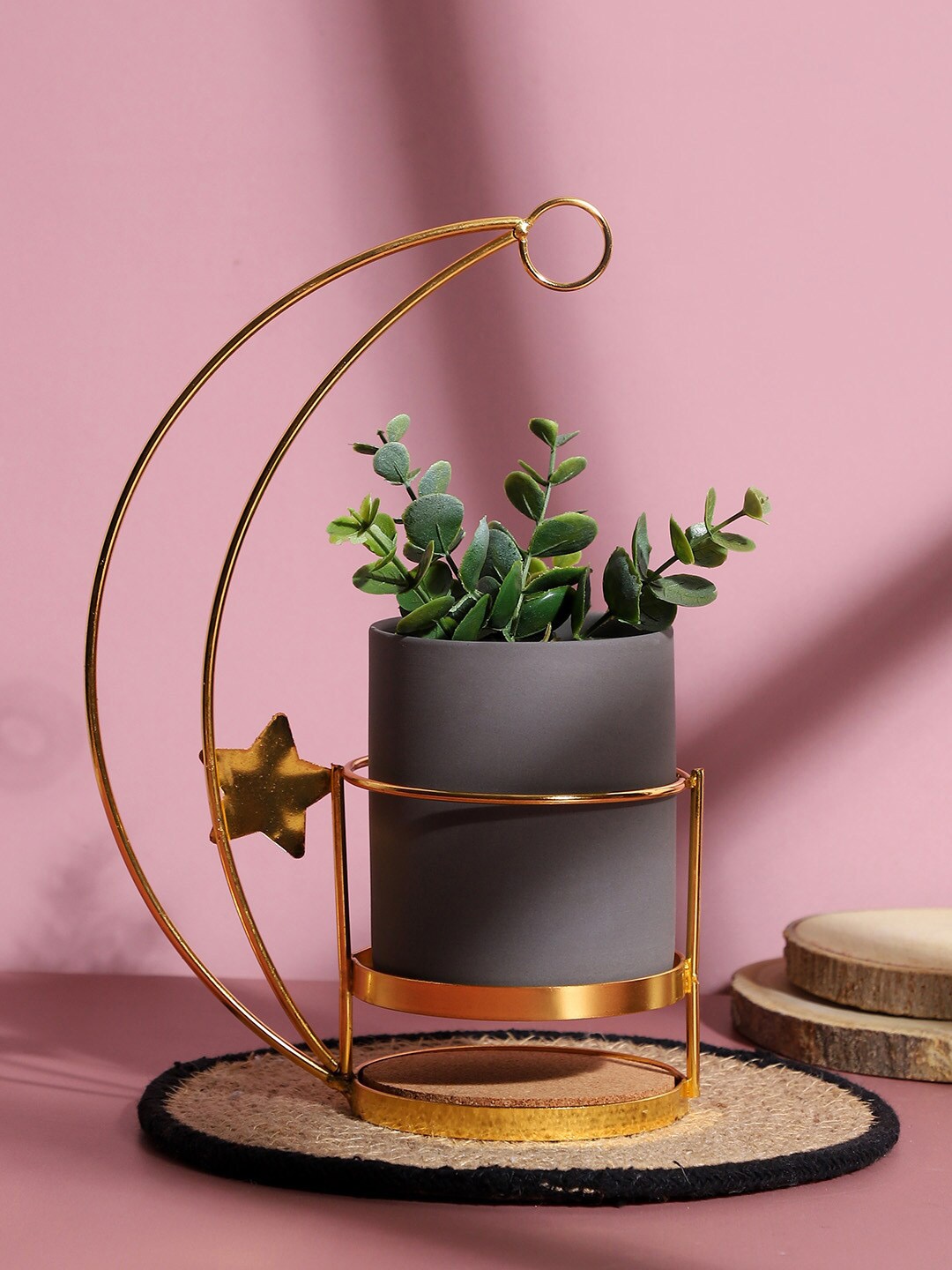 

Bonhomie Grey & Golden Celestrial Planter With Stand