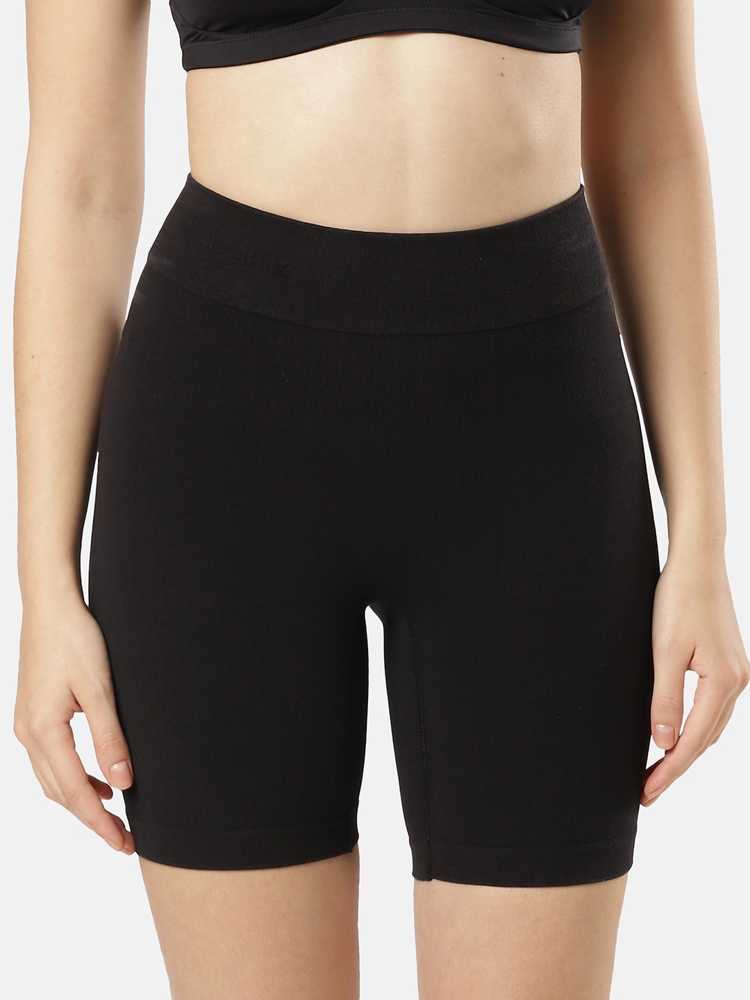 

Jockey Mid Waist Cotton Rich Seamfree Shapewear with Breathable Inner Thigh Panel-SH03, Black