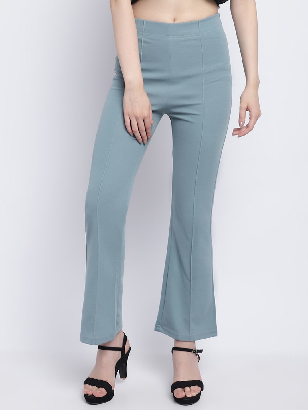 

SILVERFLY Women Relaxed Straight Leg Straight Fit High-Rise Easy Wash Bootcut Trousers, Grey
