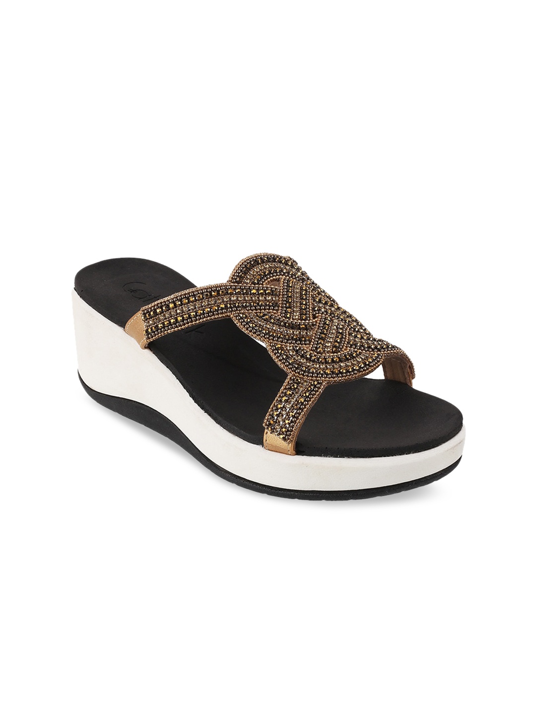 

Catwalk Embellished Open Toe Wedges, Bronze
