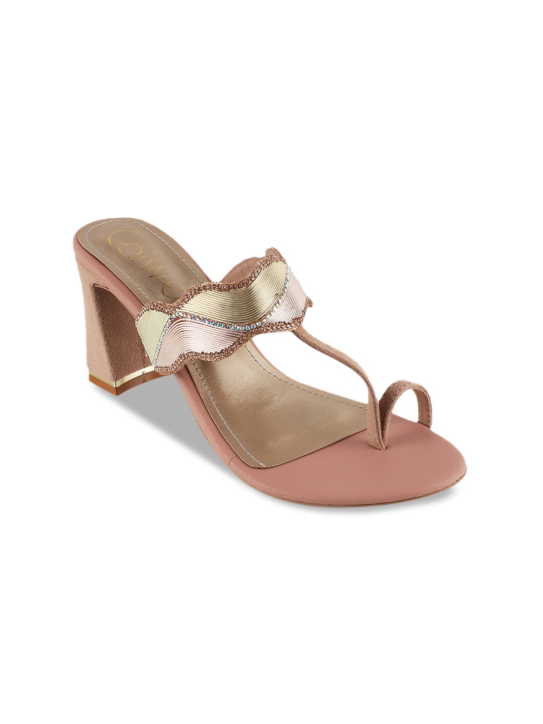 

Catwalk Embellished One Toe Block Heels, Gold