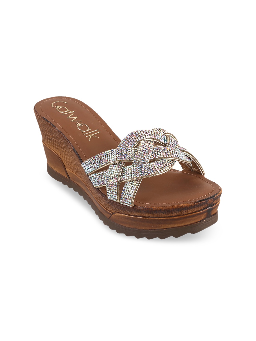 

Catwalk Embellished Open Toe Wedges, Gold