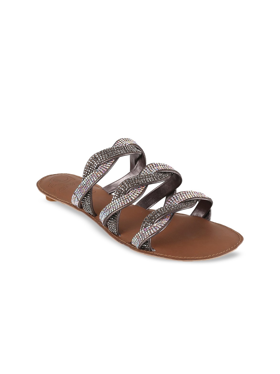 

Catwalk Embellished Open Toe Flats, Silver
