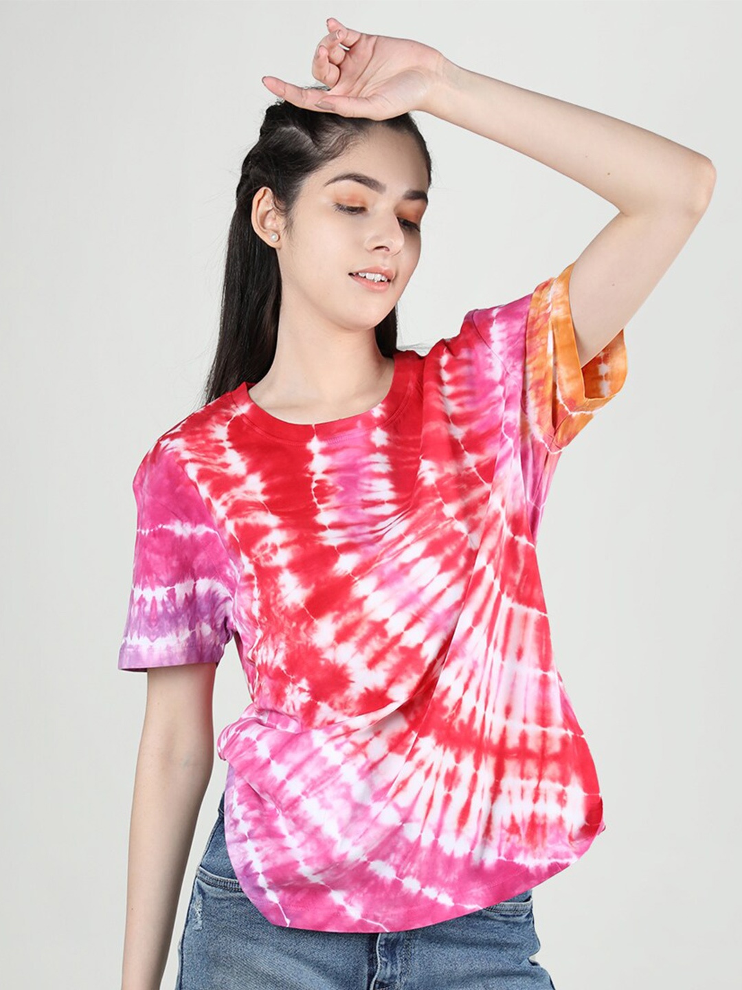

Plagg Tie And Dye Printed Round Neck Cotton T-shirt, Yellow