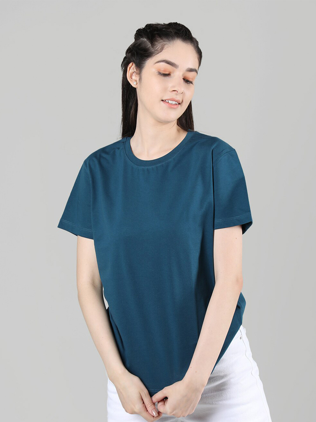 

Plagg Round Neck Short Sleeves Cotton T-Shirt, Blue